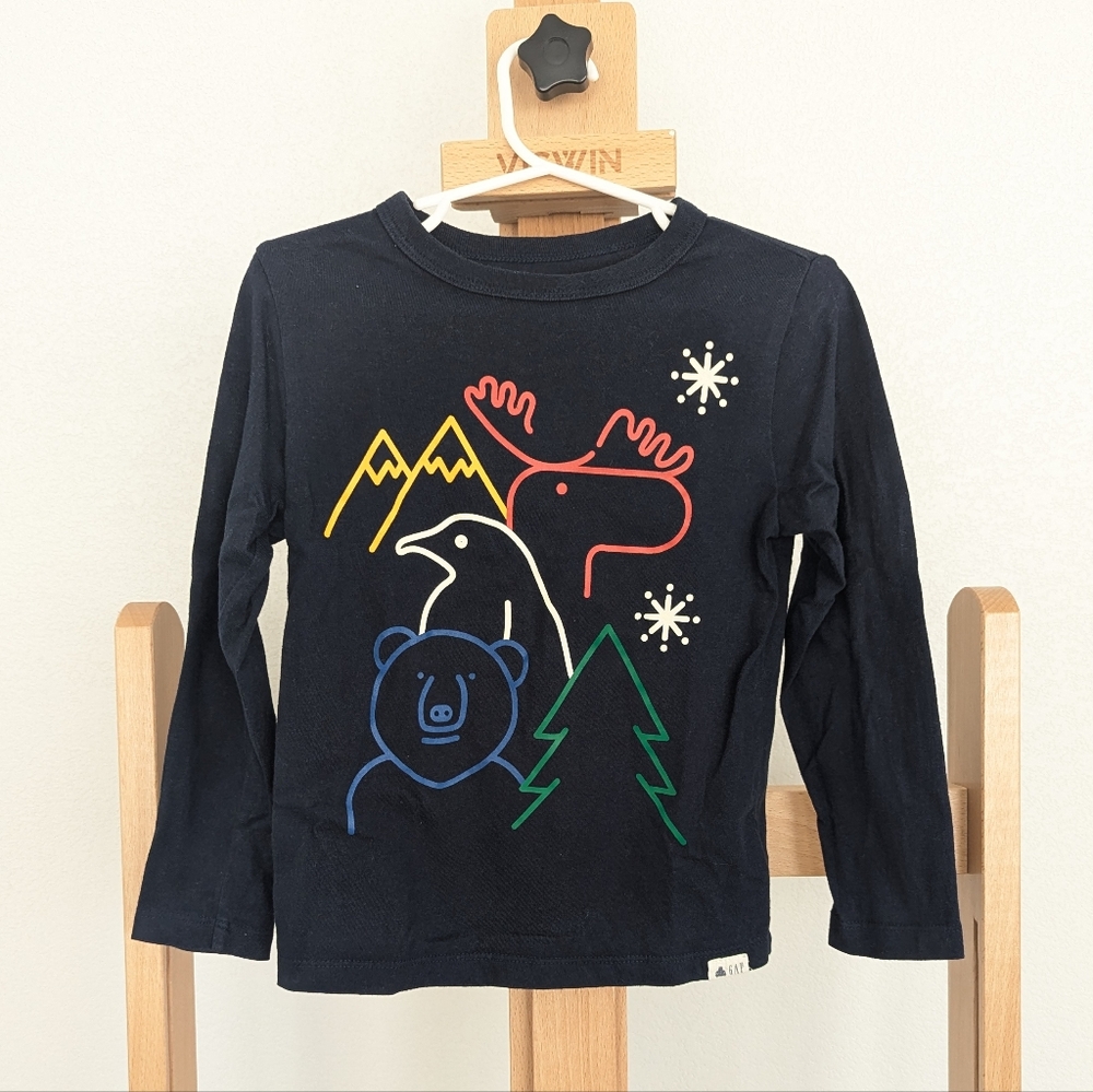 Kids Black Graphic Long Sleeve Shirt